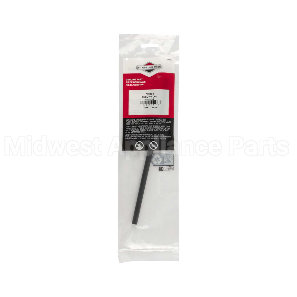 799160 Briggs & Stratton Hose-Vacuum