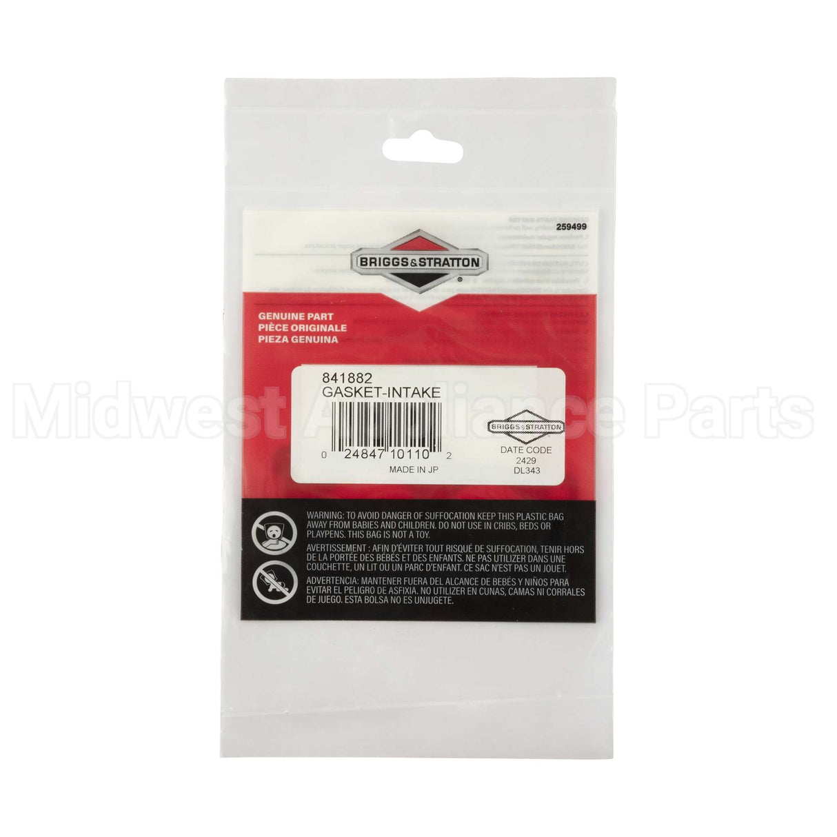 841882 Briggs & Stratton Gasket-Intake