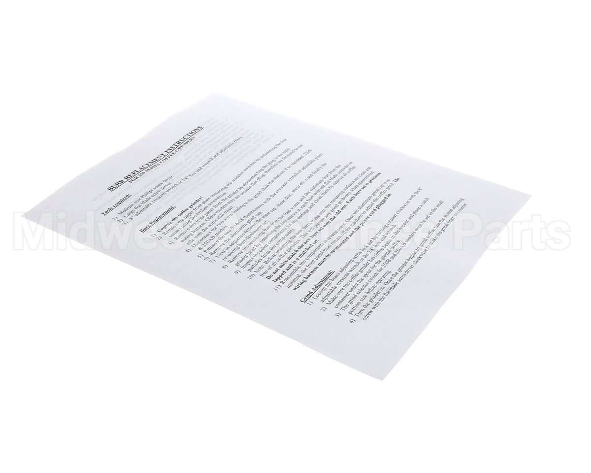 84913 Grindmaster Cecilware Instructions, Kit, Burr Replacement