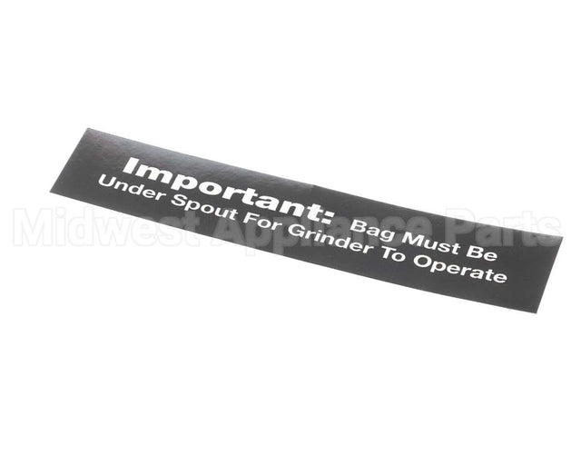 84967 Grindmaster Cecilware Decal, 800 Bag Under Spout