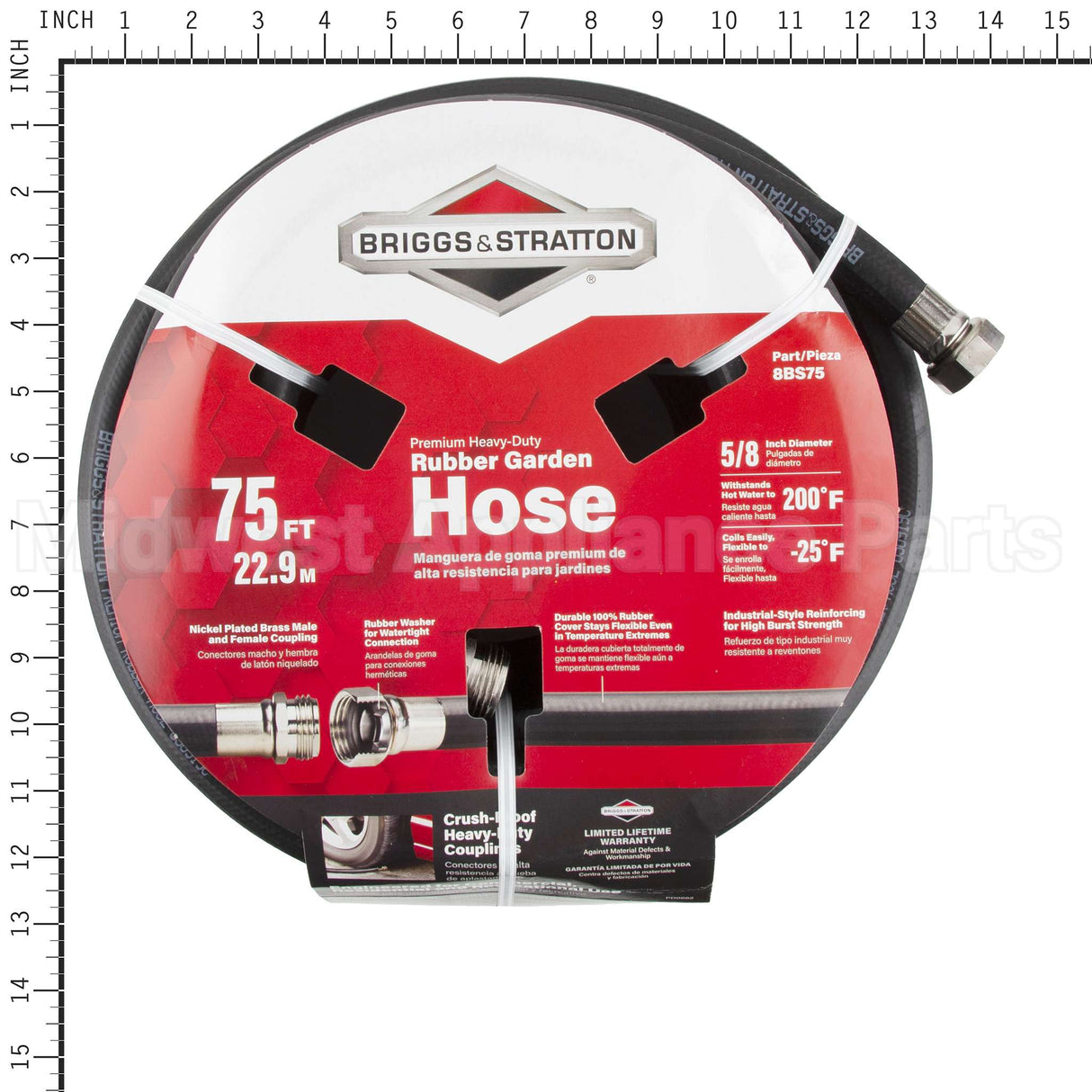 8BS75 Briggs & Stratton 75' Premium Rubber Hose