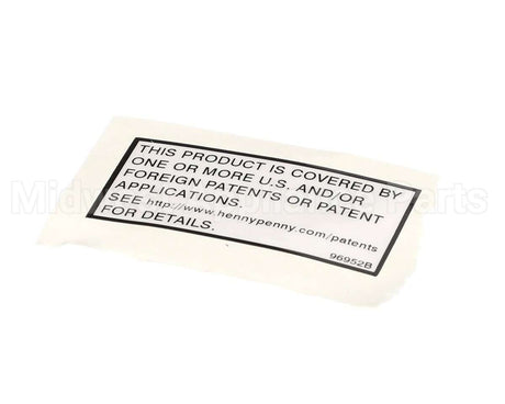 96952 Henny Penny Label-Patent, General
