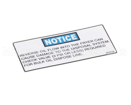 96958 Henny Penny Label - Notice Check Valve