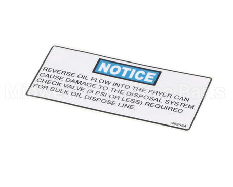 96958 Henny Penny Label - Notice Check Valve
