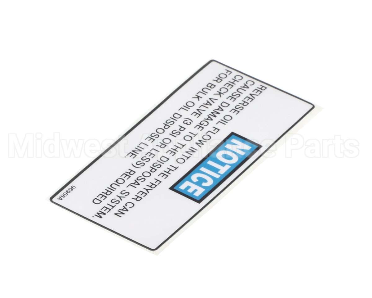 96958 Henny Penny Label - Notice Check Valve