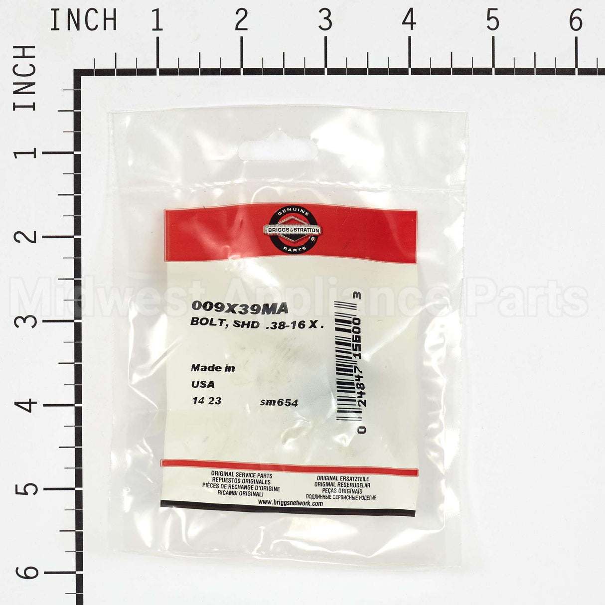 9X39MA Briggs & Stratton Bolt Shd  .38-16 X .