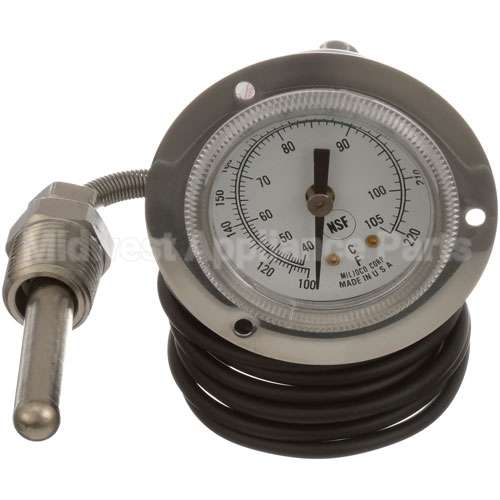A16181 Compatible Middleby Rinse Thermometer 2, 100-220F, Front Flang