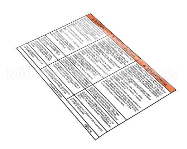 A546-214 Grindmaster Cecilware Label, Warning, Startup Instr