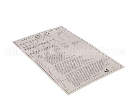 A6064501 Pitco Label,Data Pkging Ce