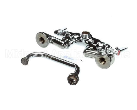 B-0237 T&S Brass Double Pantry Faucet Wall Mount Adjust