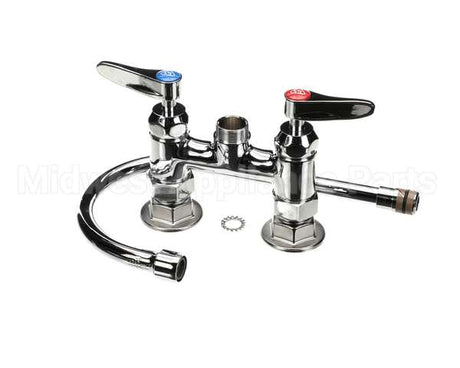 B-0325-CR T&S Brass 4 Cc Double Pantry Faucet Swivel Goose