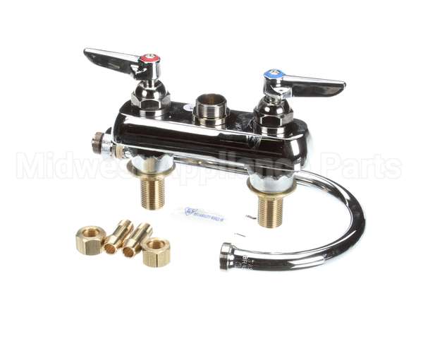B-1141-XS T&S Brass Workboard Faucet, Deck Mount, 4 Centers,