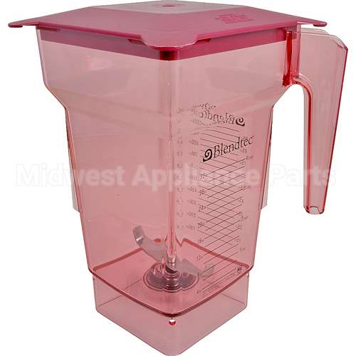 BLD100367 Compatible Blendtec Jar4-Sided, Red, W/Lid, 75 Oz
