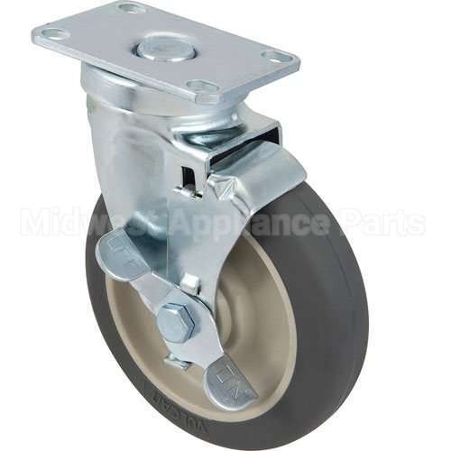 CAM60007 Compatible Cambro Caster, Plate(5"Od, W/Brak, Gray