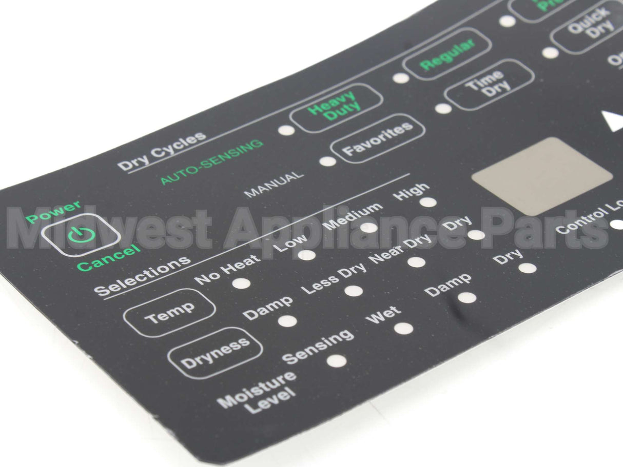 D516225 Speed Queen Overlay,Control Dryer Rc H4 Hec Sq Black