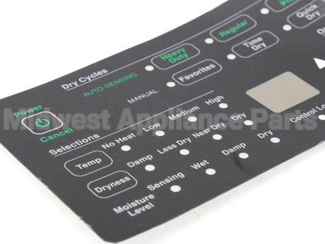 D516225 Speed Queen Overlay,Control Dryer Rc H4 Hec Sq Black