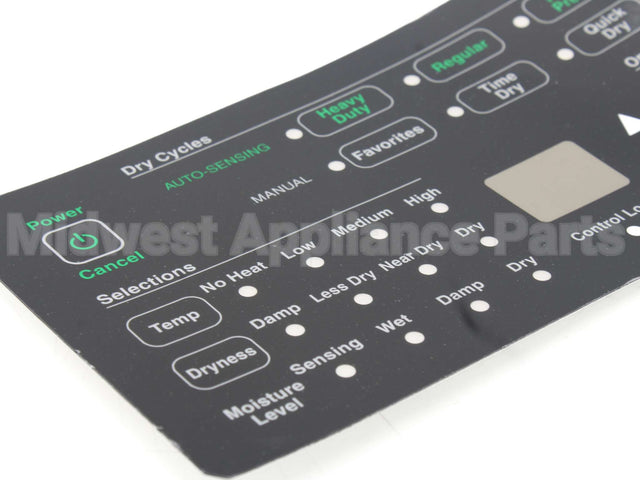 D516225 Speed Queen Overlay,Control Dryer Rc H4 Hec Sq Black