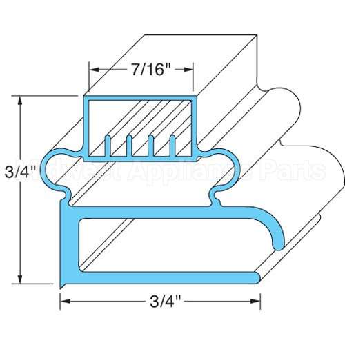DEL1702004 Compatible Midwest Appliance Parts Door Gasket 24-13/16" X 27-1/4"