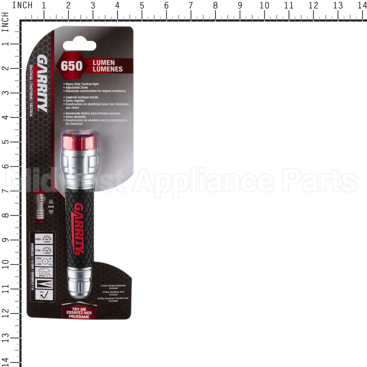 GA8014 Garrity 650Lm Tactical Flashlight