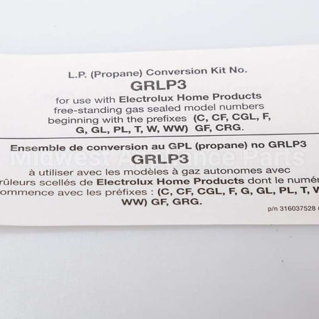 GRLP3 Frigidaire Lp Conversion Kit