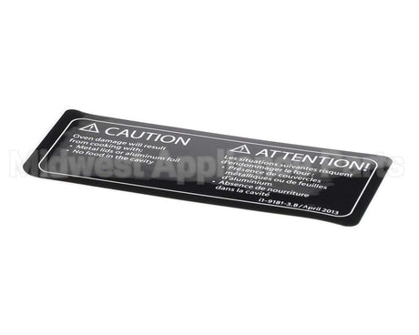 I1-9181-3 Turbochef Label, Caution, Empty Cavity,