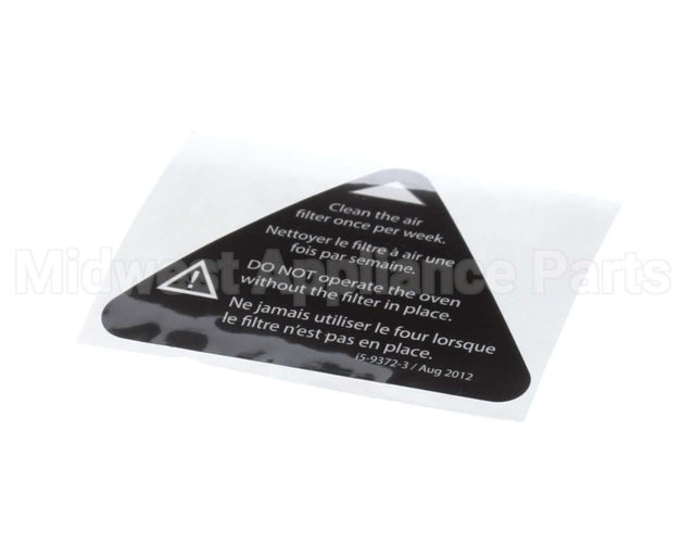 I5-9372-3 Turbochef Label, Filter Warning, Eng-Fre