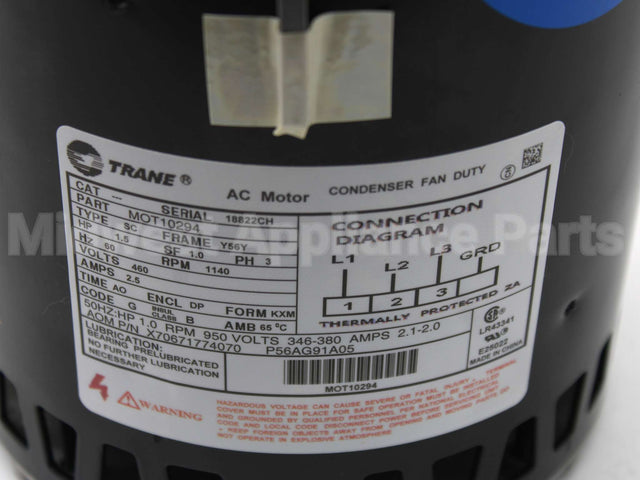 MOT10294 Trane 460V3Ph 1.5Hp 1140Rpm Y56Y Mtr