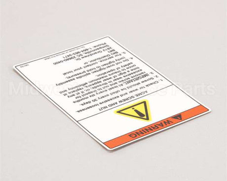 N0153 Bki Decal, Fkm Warning Acme Screw