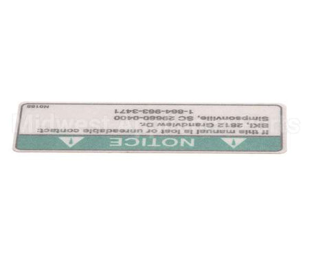 N0165 Bki Decal, Notice Lost Manual