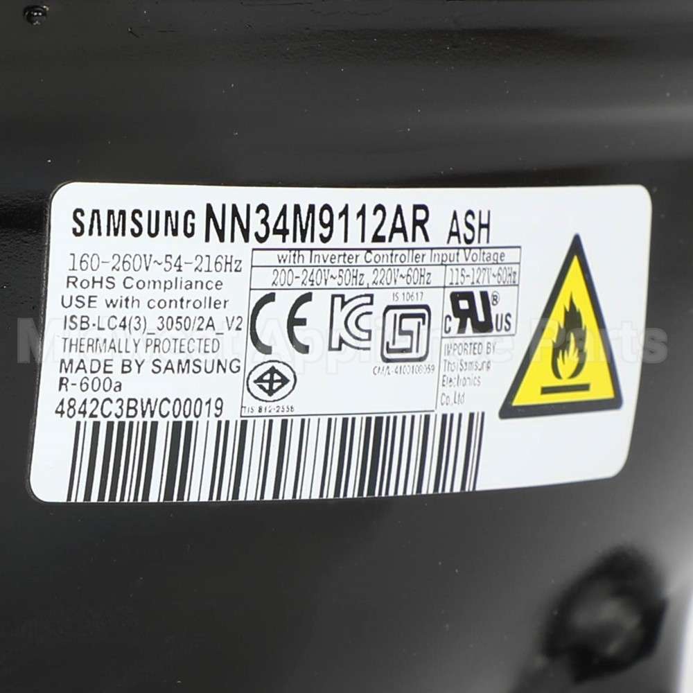 NN34M9112ARASH Samsung Cmp,Comp,Refrigerator,R-600A