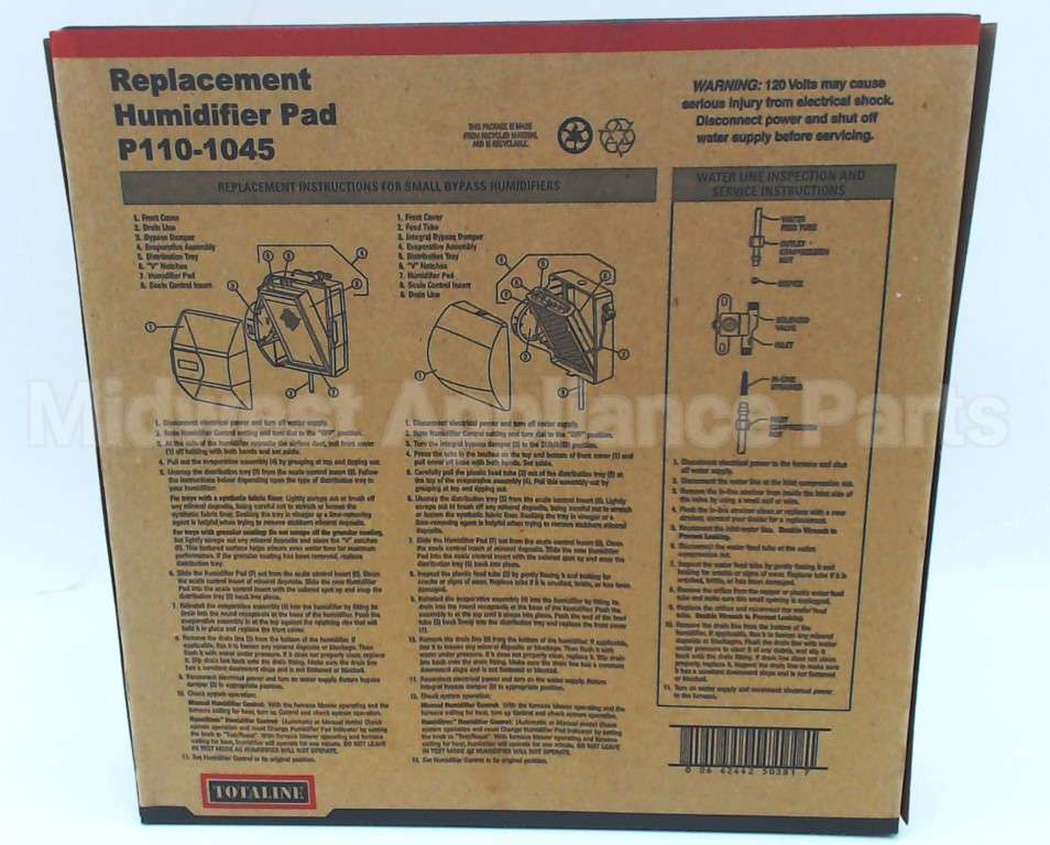 P110-1045 Carrier Humidifier Pad 9 1/2" X 10"