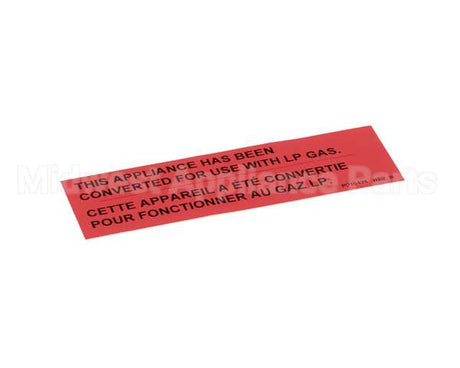 PP10426 Pitco Label,Gas Notice Cvrsn Lp