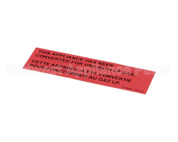 PP10426 Pitco Label,Gas Notice Cvrsn Lp