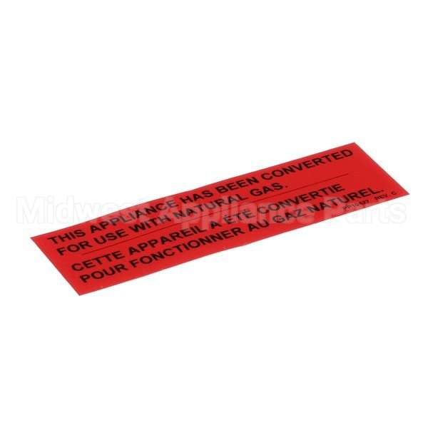 PP10427 Compatible Pitco Lbl, Gas Notice Cvrsn Na T