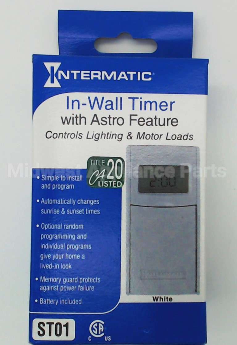 ST01 Intermatic 42On/Off Ops Wht In-Wall Timer