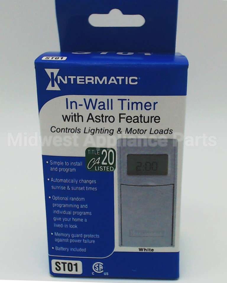ST01 Intermatic 42On/Off Ops Wht In-Wall Timer
