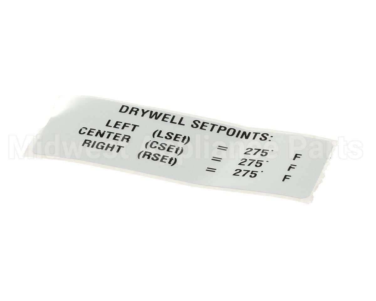 TBP00149 Delfield Label,Drywell Setpoints