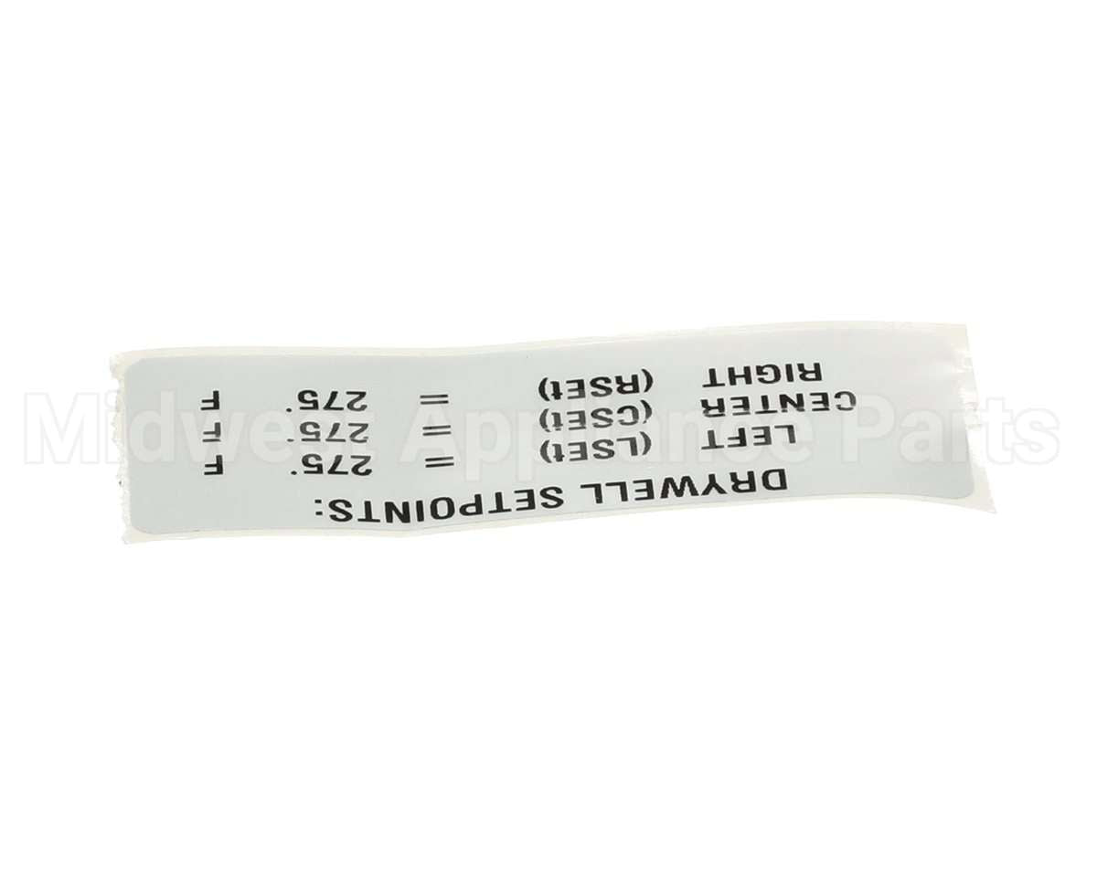 TBP00149 Delfield Label,Drywell Setpoints