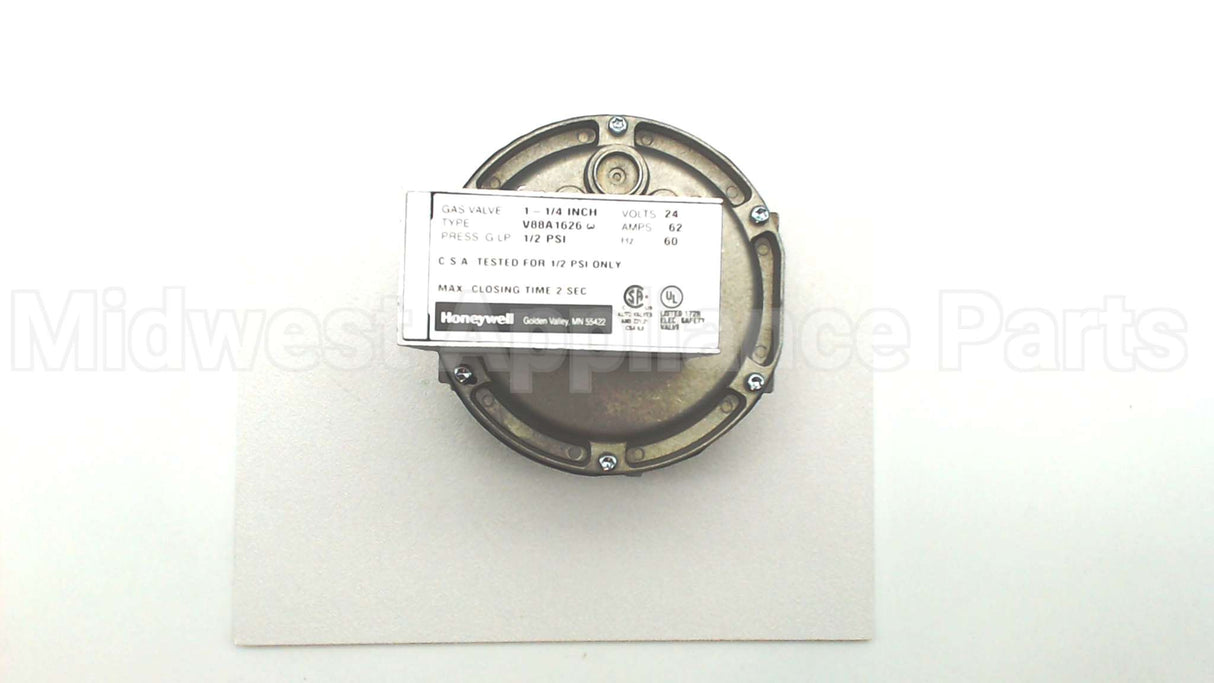V88A1626 Honeywell 1 1/4" Gas Valve 24V 1/2# Max