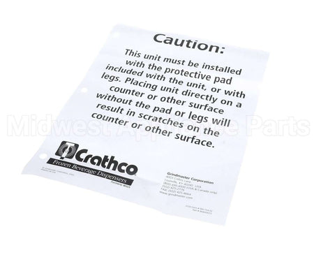 W0600073 Grindmaster Cecilware Sheet, Caution Rubber Mat