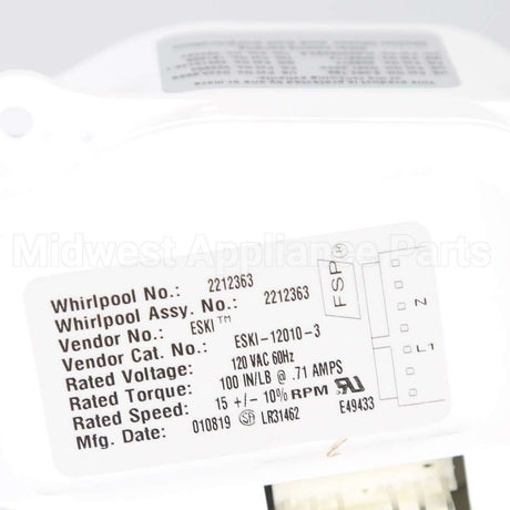 W11170227 Whirlpool Motor