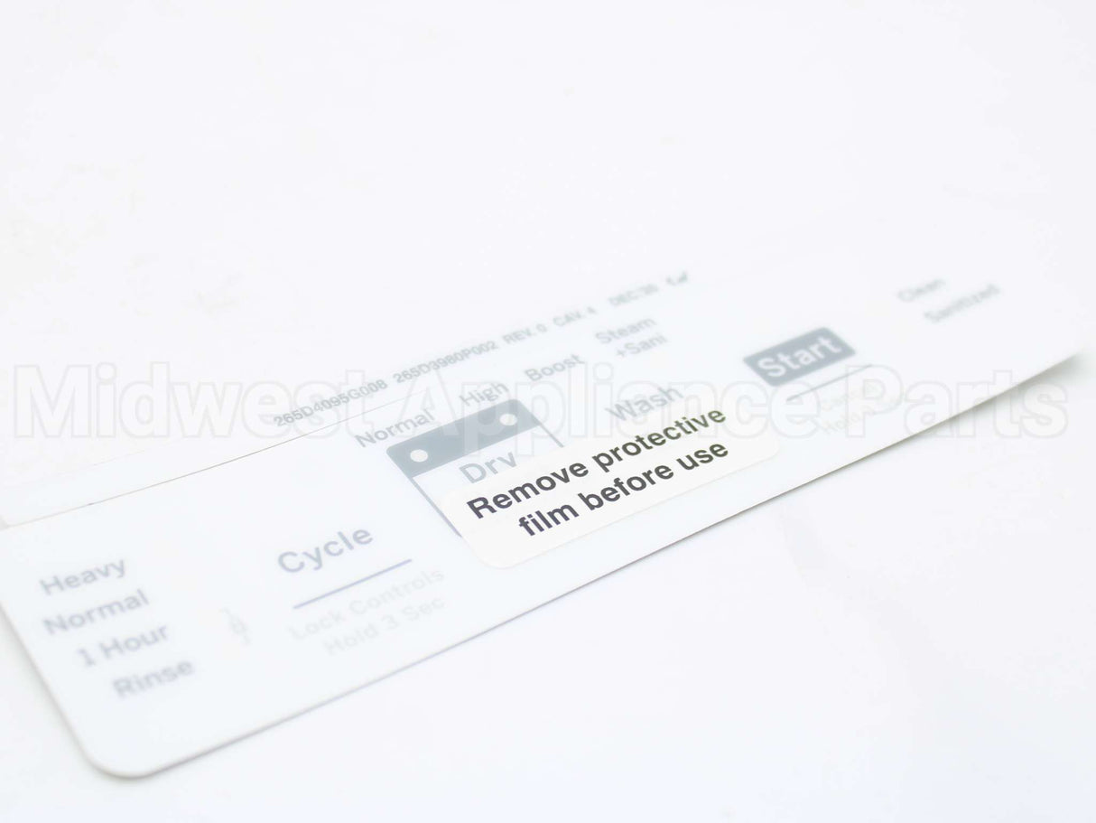 WD34X27904 GE White Control Panel Overlay