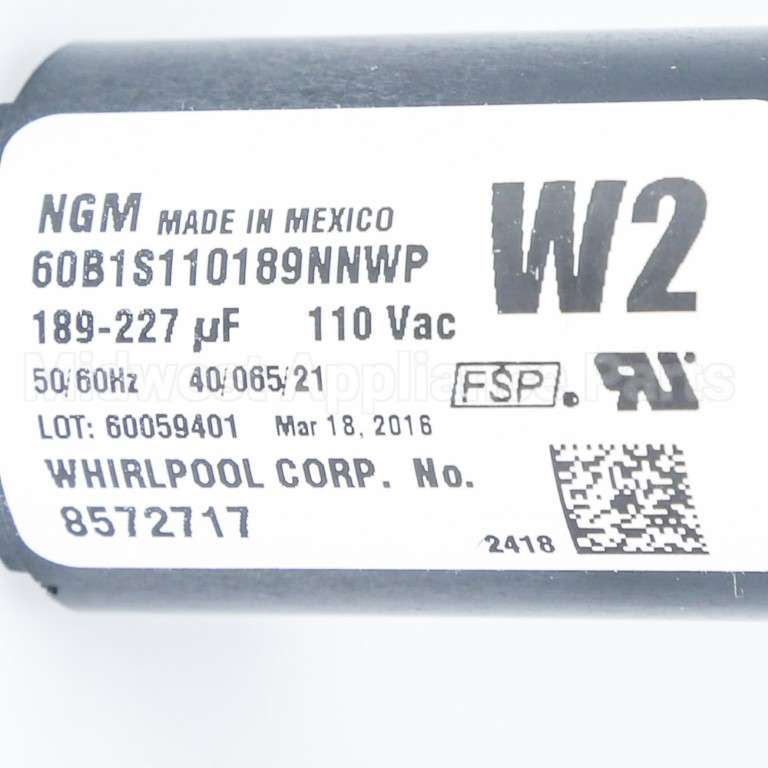 WP8572717 Whirlpool Capacitor
