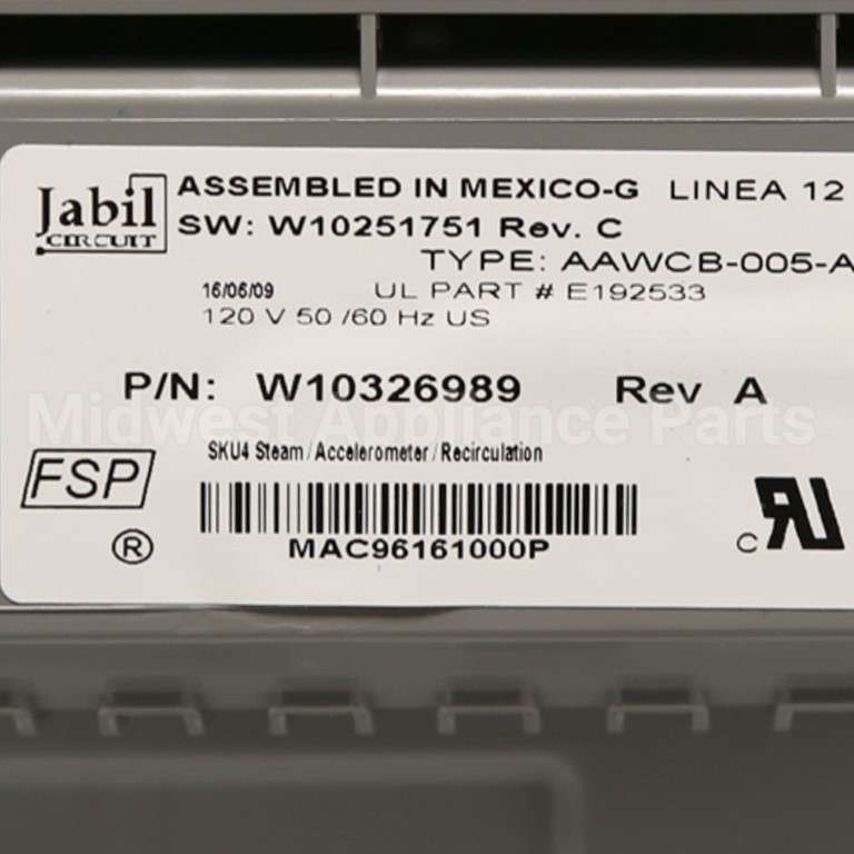 WPW10326989 Whirlpool Cntrl-Elec