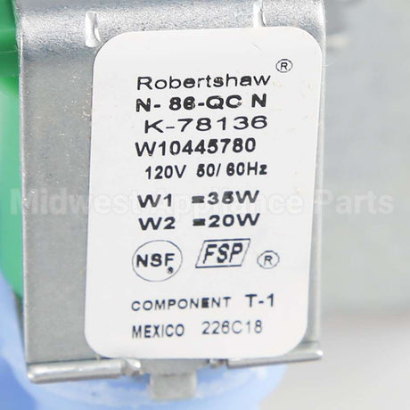 WPW10445780 Whirlpool Valve-Inlt