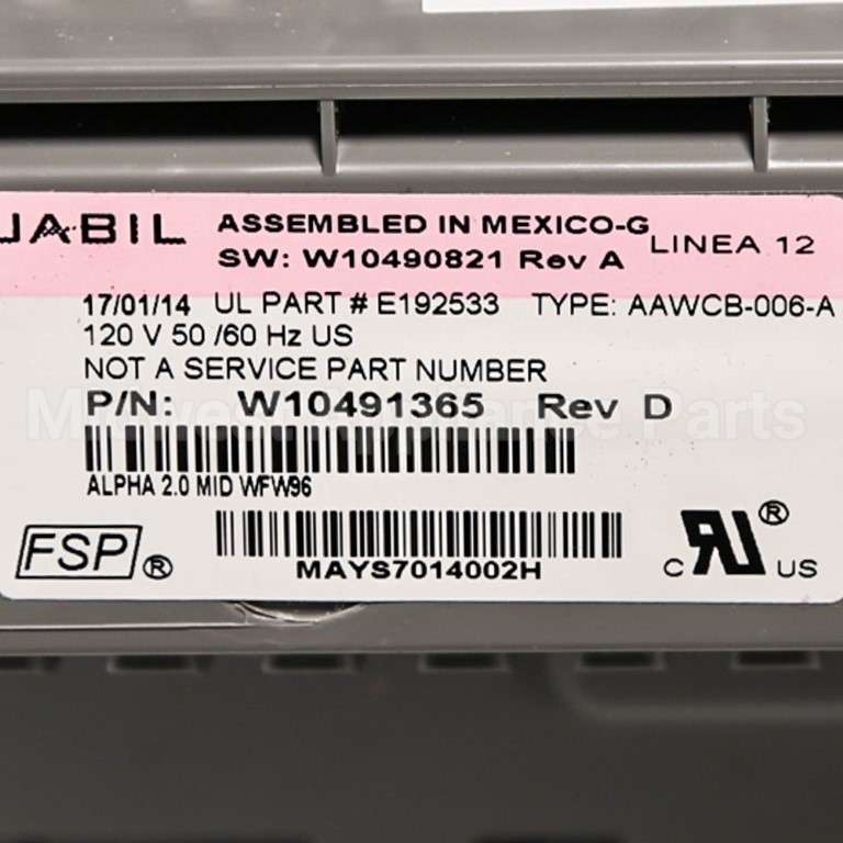 WPW10701570 Whirlpool Cntrl-Elec