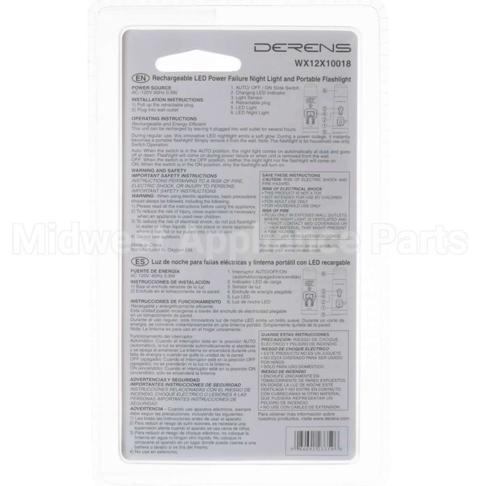 WX12X10018 GE Power Failure Light - 6 Hour Battery