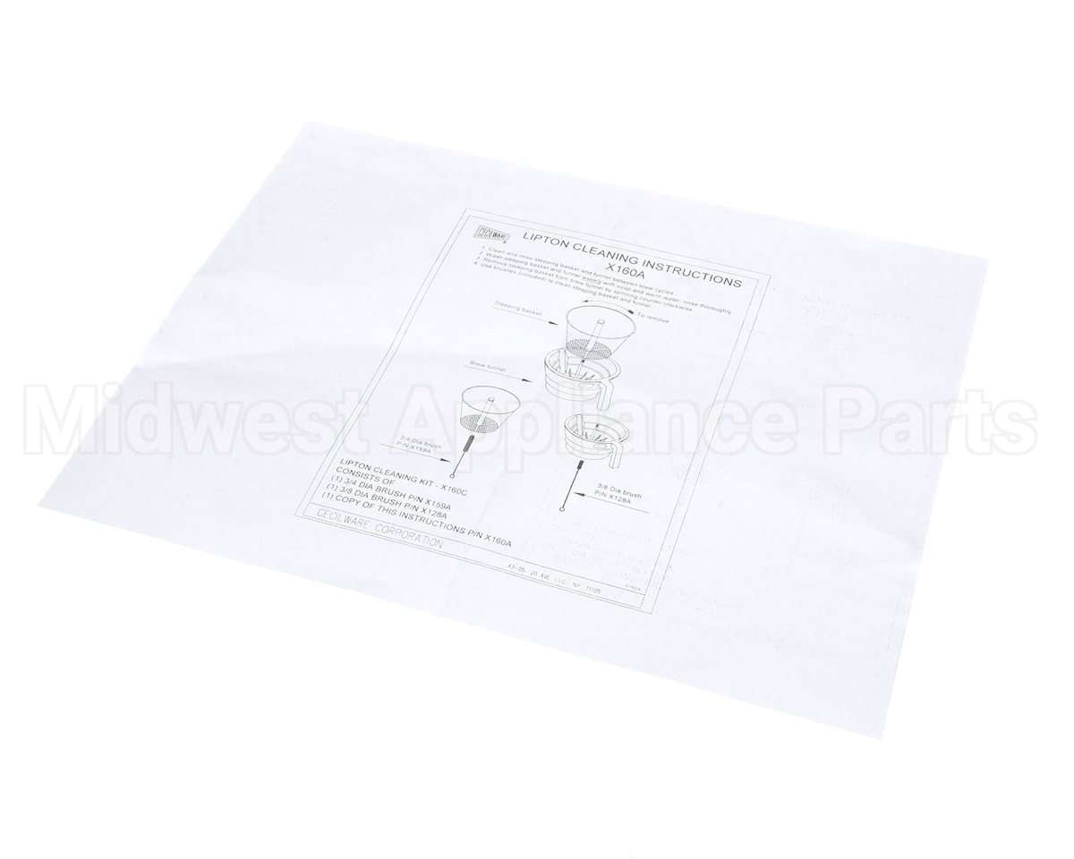 X160AL Grindmaster Cecilware Instruction Sheet Cleaning Kit