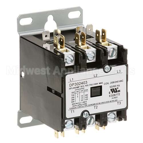 XNC6X125 Compatible Midwest Appliance Parts Contactor (3 Pole, 30Amp, 240V)
